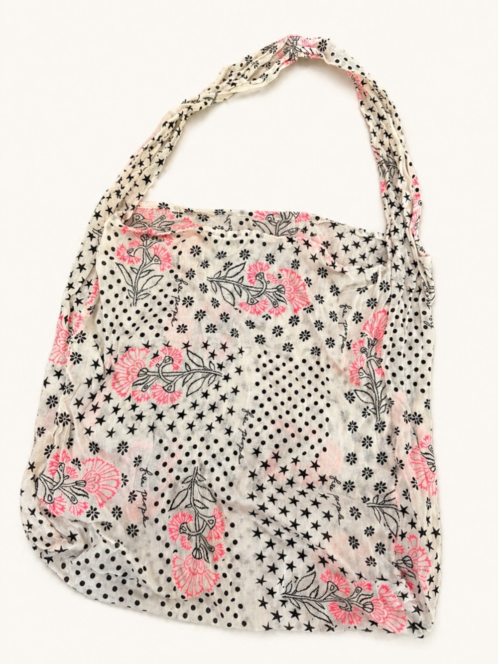 Floral Print Lightweight Tote Bag in Cream and Pink